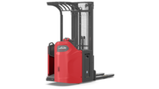 Die Stahlschürze bei den Linde Hochhubwagen schützt den Rücken des Fahrers. Die Stahlschürze bei den Linde Hochhubwagen schützt den Rücken des Fahrers.