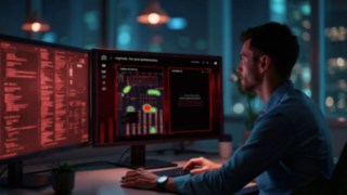 Ein Mitarbeiter vor dem Bildschirm arbeitet mit der Flottenmanagement-Software myLinde von Linde MH.