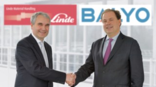 Haben eine strategische Partnerschaft geschlossen: Geschäftsführer Vertrieb, Christophe Lautray, für Linde Material Handling (links) und Geschäftsführer Fabien Bardinet für den Robotik-Spezialisten Balyo. Haben eine strategische Partnerschaft geschlossen: Geschäftsführer Vertrieb, Christophe Lautray, für Linde Material Handling (links) und Geschäftsführer Fabien Bardinet für den Robotik-Spezialisten Balyo.