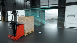 Visualisierung der 3D-Visual-SLAM-Technologie des Linde T-MATIC core.
