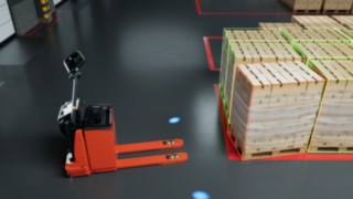 Visualisierung der 3D-Palettenerkennung des Linde T-MATIC core.