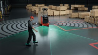 Visualisierung der Sicherheitssensorik des Linde T-MATIC core.